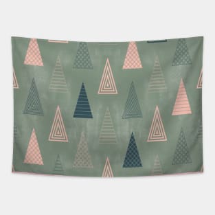 Sage Green Minimal Christmas Trees Tapestry