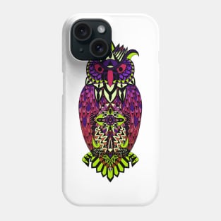 colorful mr owl in ecopop pattern aesthetic art Phone Case