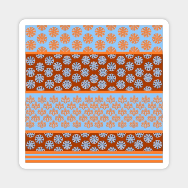 Japanese Geometric Classic Motif Patchwork Pattern Orange Magnet by oknoki