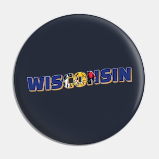 Wisconsin vintage style retro souvenir Pin