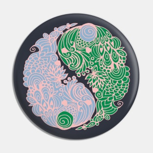 Yin Yang, corals - blue and green Pin