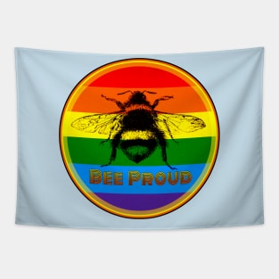 BEE PROUD. Celebrate Manchester Pride with this rainbow coloured bee design Tapestry