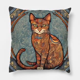 rug oriental pattern inspired cat motifs design Pillow