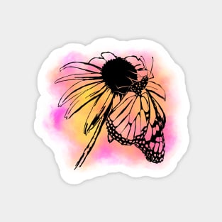 Monarch Butterfly on Flower Colorful Background Magnet