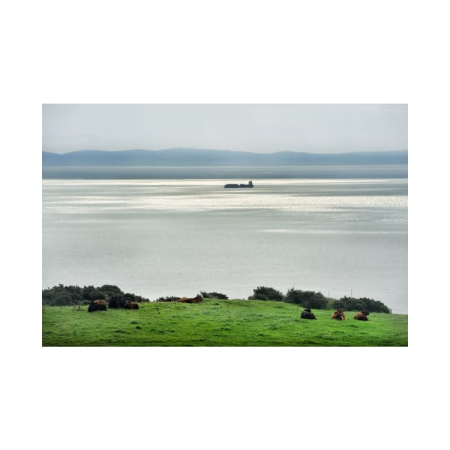 A ship moving along the Isle of Arran coast, Scotland by richflintphoto