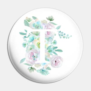 Botanical alphabet T green and purple flowers Pin