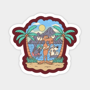 Rocky and friends swing on the beach summer vacation Magnet