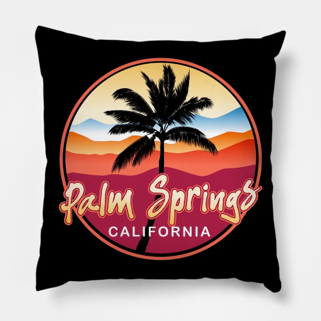 Palm Springs California Sunset Vacation Holiday Gift Pillow by PnJ