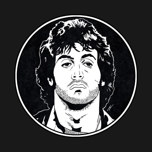 RAMBO - First Blood (Circle Black and White) by Famous Weirdos