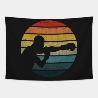 Boxing Boxer Silhouette On A Distressed Retro Sunset product Tapestry