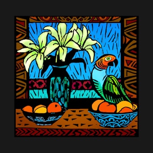 Parrot, lilies and fruit T-Shirt