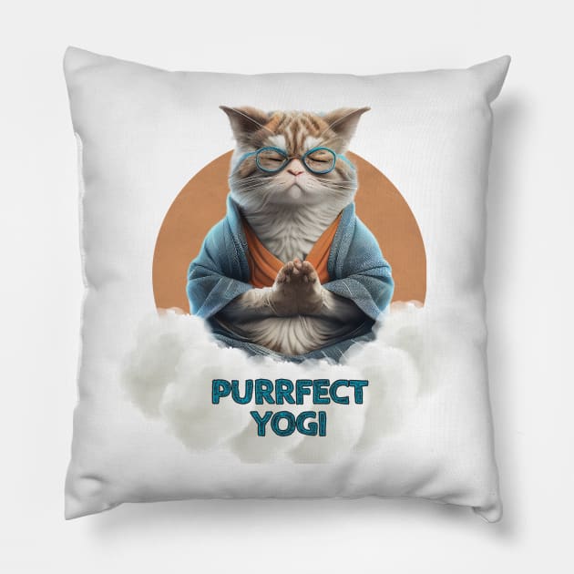 Perfect Yogi Cat Pillow by JusstTees