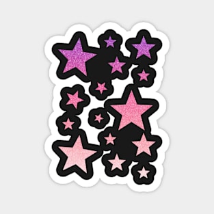 Pink Purple Ombre Faux Glitter Stars Magnet