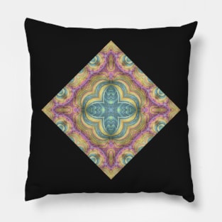 Frax Fractal in Primarily Pink, Green, and Yellow Tones Pillow