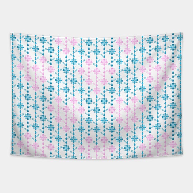 Winter floral pink heart design and pattern, version one Tapestry by kindsouldesign