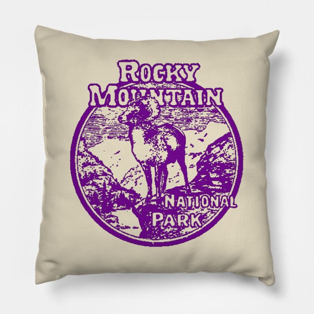 Rocky Mountain National Park Vintage Pillow by Hilda74