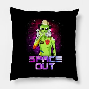 Space Out Hipster Alien Smoking & Spacing Out Hipster UFO Pillow