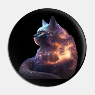 Galaxies, Nebulae and Stars in Cat Shape Pin