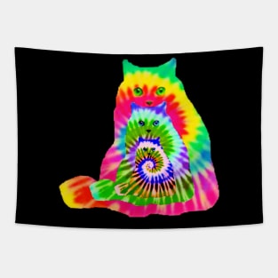 tie dye three cat retro pattern Tapestry