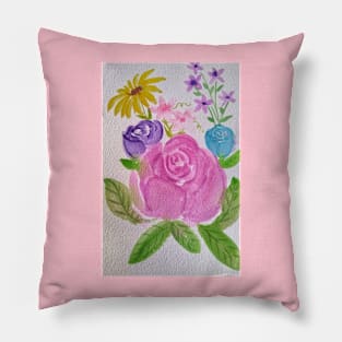 Colorful bouquet of flowers painting Pillow