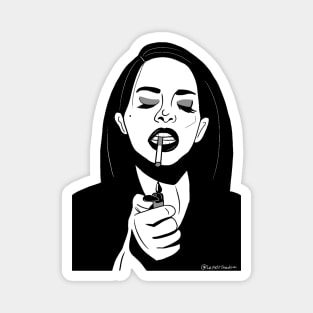 Aesthetic Smoking Girl (Only black color) Magnet