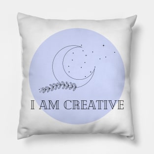 Affirmation Collection - I Am Creative (Blue) Pillow