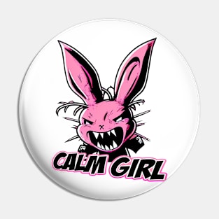 Calm Girl Rabbit Design Pin