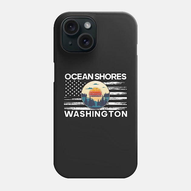 OCEAN SHORES WASHINGTON US FLAG Phone Case by HomeCoquette