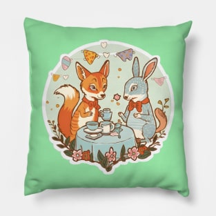 Tea Party Animals Design Pillow