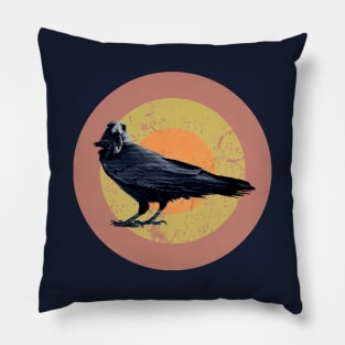 Halftone retro design Raven Pillow