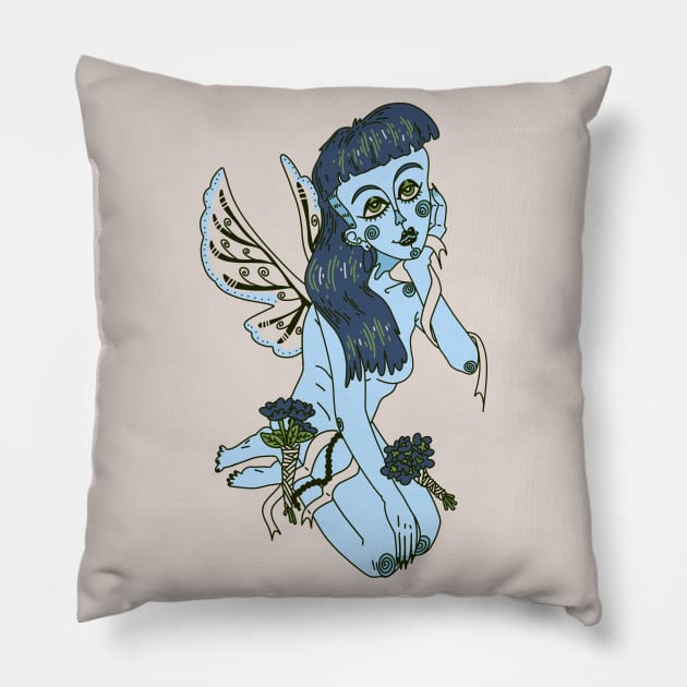 Pastel Goth Fairy Pillow by Markie Moo Art