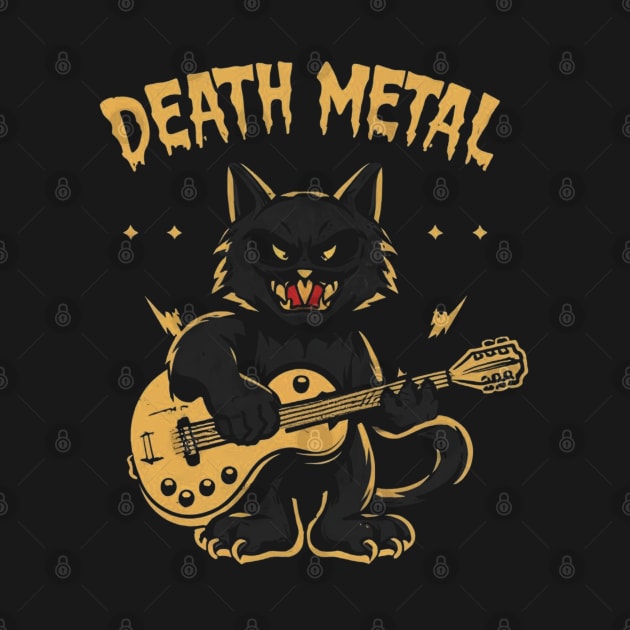 Death Metal Satanic Baphomet Cat playing guitar by Aldrvnd