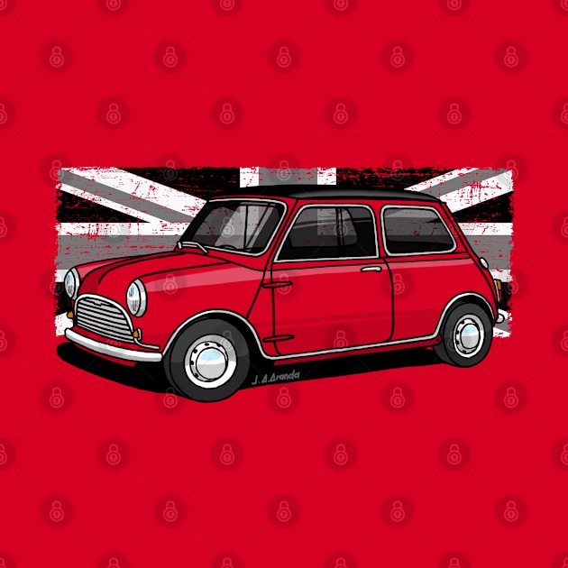 The classic English sport utility vehicle with Union Jack background by jaagdesign