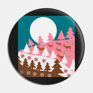 Floral deer hills Pin