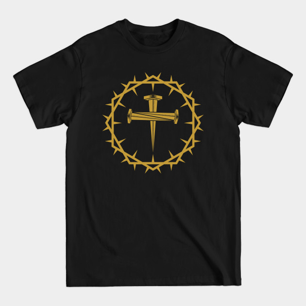 Disover The cross of Jesus and the nails of the crucifix are framed with a crown of thorns. - Jesus Saves - T-Shirt