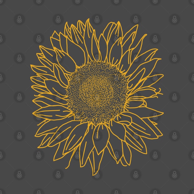 Sunflower Yellow Line Drawing by ellenhenryart