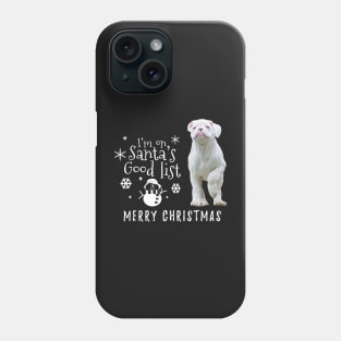 Santa's Good List for Christmas, White Boxer Dog Phone Case