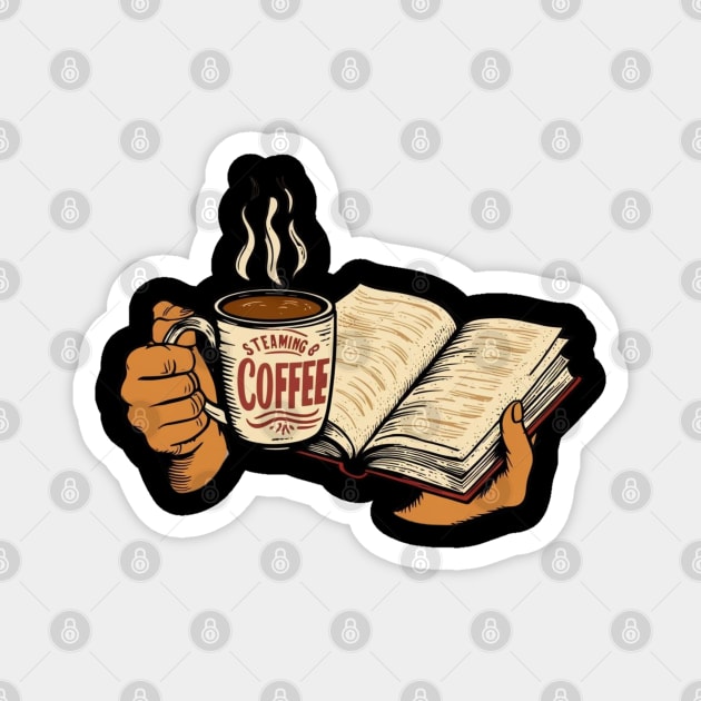 coffee in one hand a book in the other Magnet by SR8891