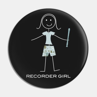 Funny Womens Recorder Design Pin