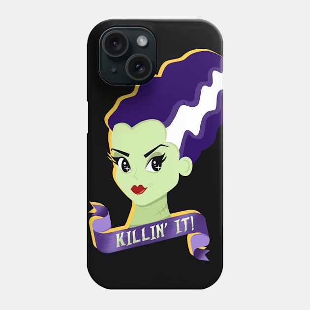 Bride Of Frankenstein Retro Killing It Tattoo Phone Case by LittleBunnySunshine