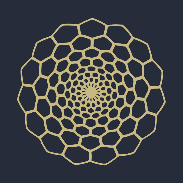 Golden Beehive Honey Comb Fractal Mandala by Teenugs