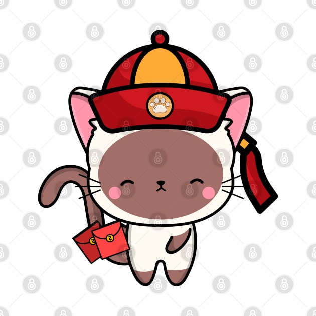 Cute White Cat ready for lunar new year by Pet Station