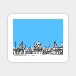 Brighton Royal Pavilion Facade Drawing ( Pale blue version ) Magnet