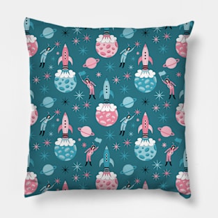 Space Girls Teal Pillow