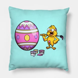 Cute Little Chick Painting An Easter Egg Pillow