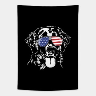 Patriotic Flat Coated Retriever American Flag sunglasses dog Tapestry