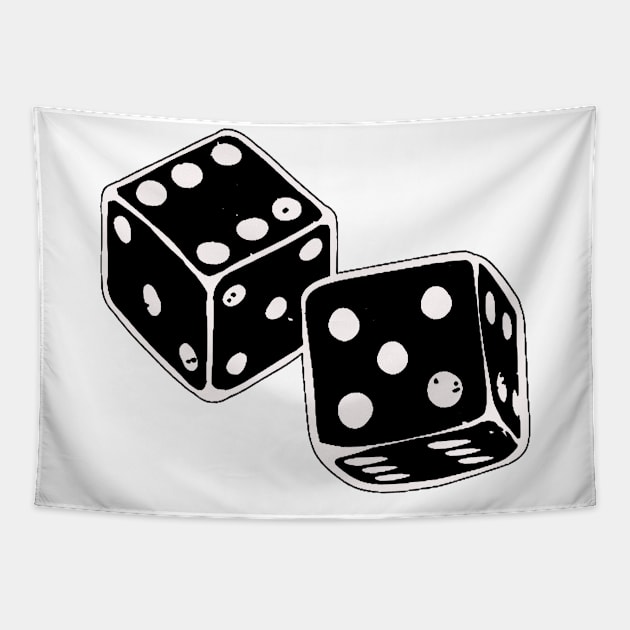 Lucky Black And White Dice Tapestry by ROLLIE MC SCROLLIE