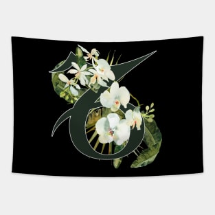 Capricorn Horoscope Zodiac White Orchid Design Tapestry