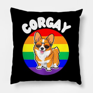 Corgay Corgi Dog Gay Pride Flag LGBT  Pun Pillow