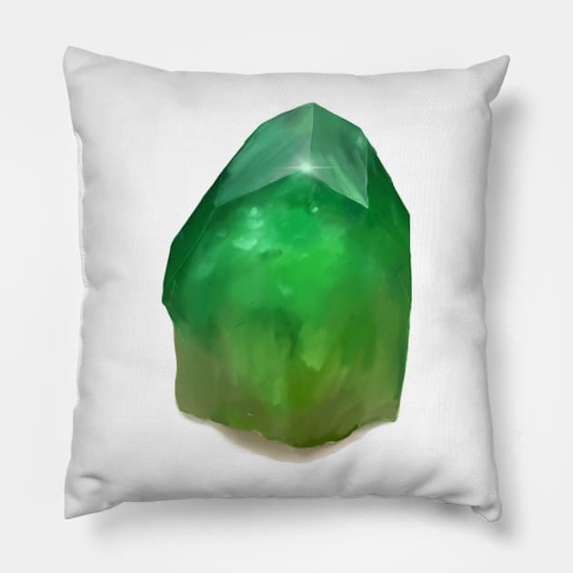 Green Crystal Pillow by gracegriffinart